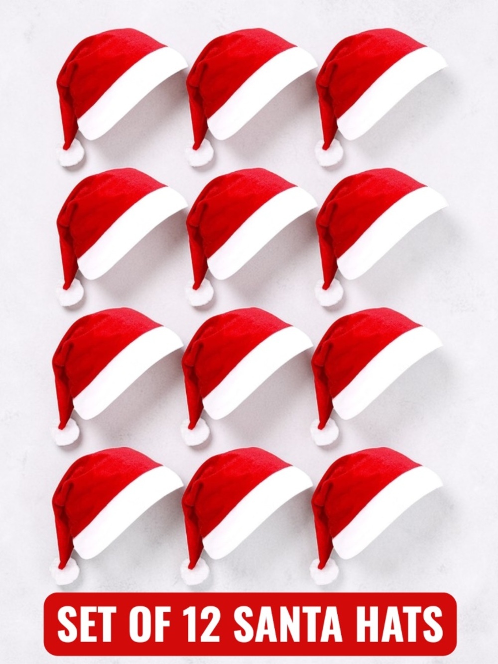 12 Pack Santa Hats | Bulk Christmas Hats | Holiday Party Accessories